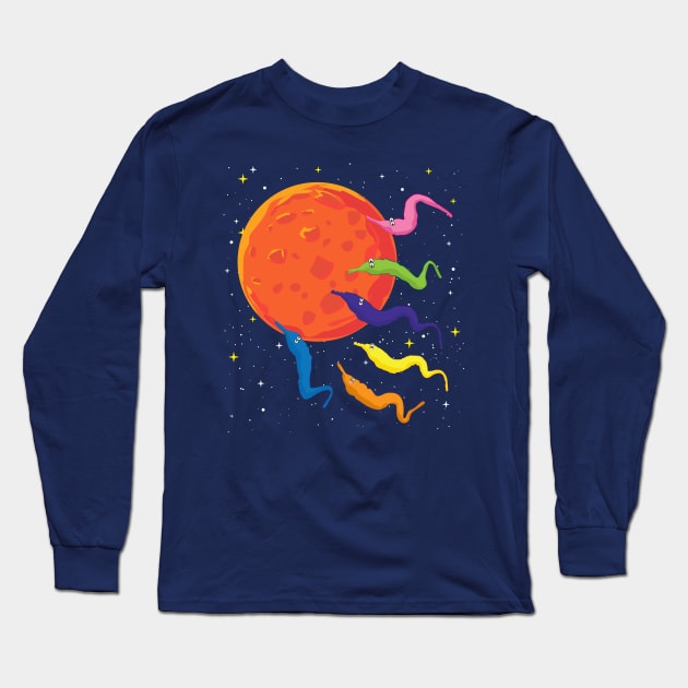 Worms Attack Mars Long Sleeve T-Shirt by andantino